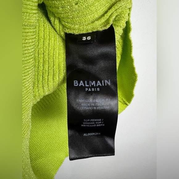 Balmain Neon Green Top Gold Button - Picture 5 of 11